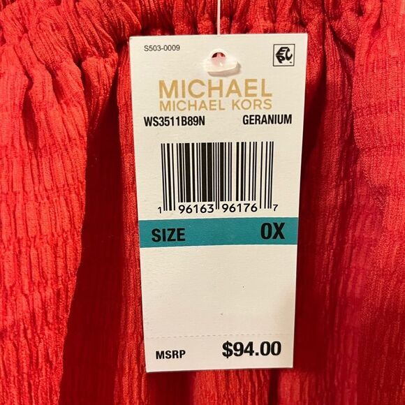 Michael Kors Knit Smocked Ruffle Hem Off-The-Shoulder Neck Top size OX NWT - Picture 3 of 4